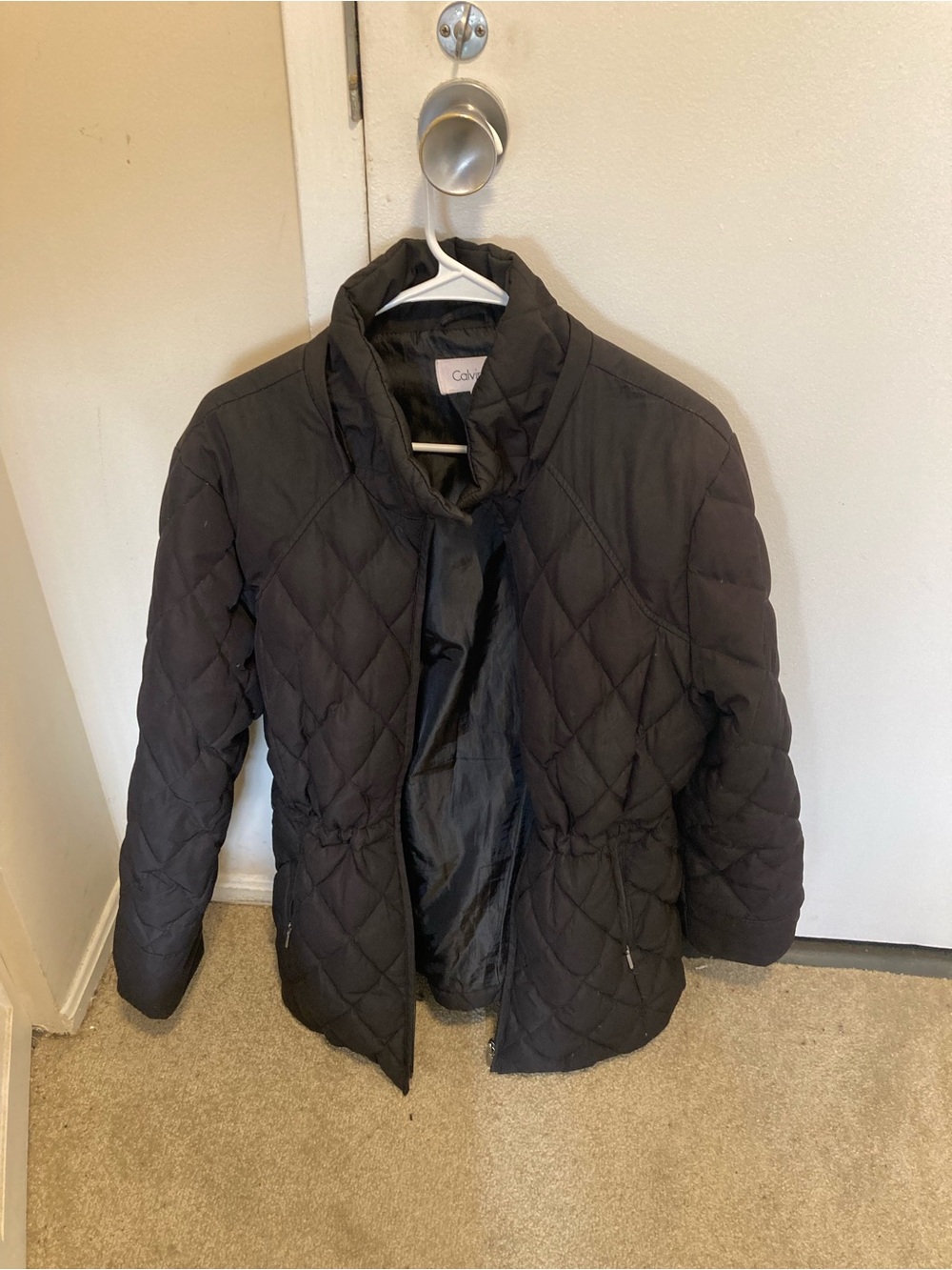 Calvin Klein Black Quilted Drawstring Waist Jacket